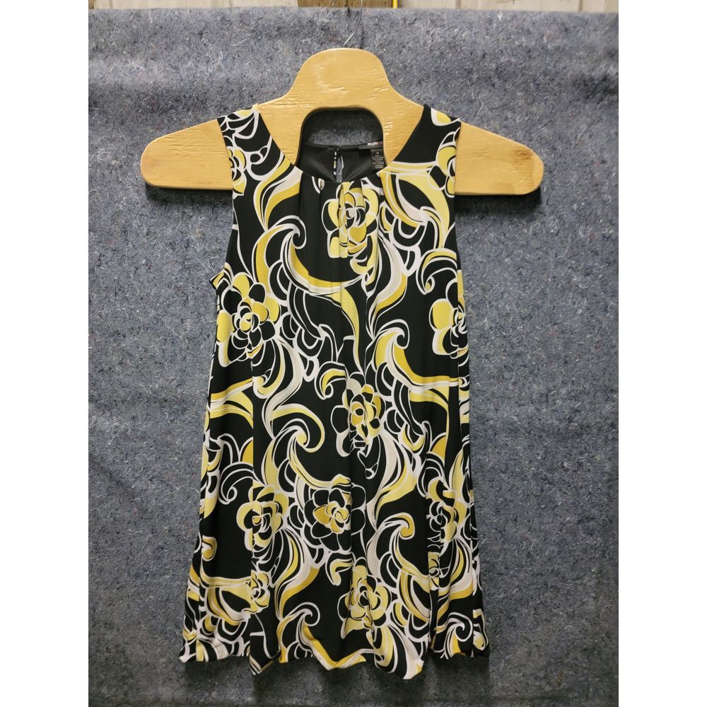 Style & Co Sleeve Black, Yellow Follow Dress Size M